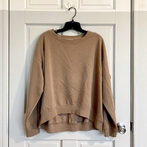H&M Basics oversized soft tan slouchy crew neck sweatshirt, size M